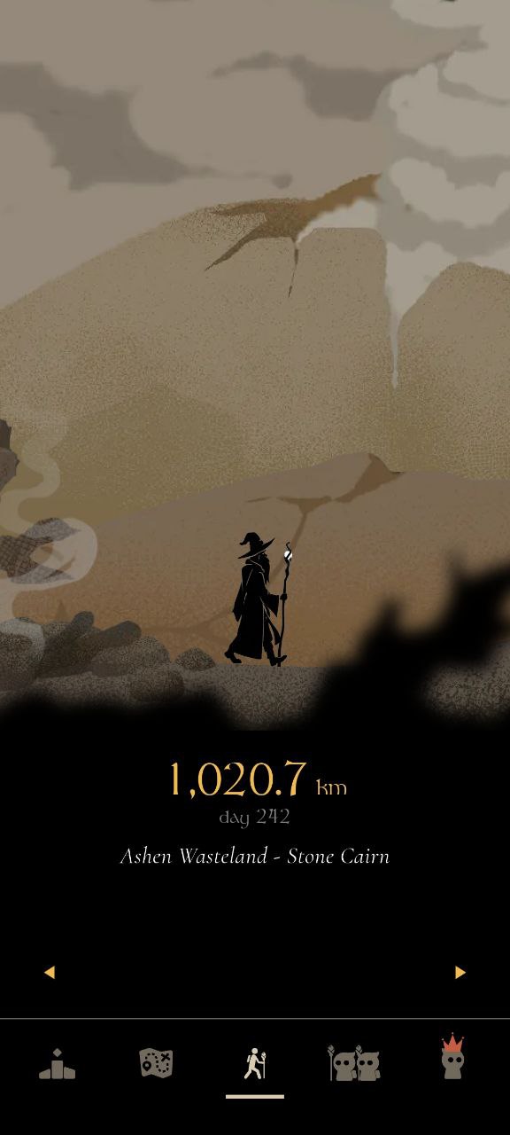 MistyWay game scene: wasteland with a dragon silhouette