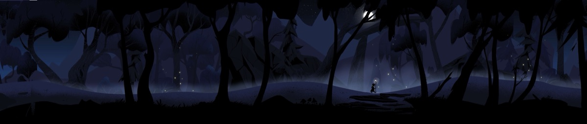 MistyWay biome: mysterious dark forest with moonlight and fireflies