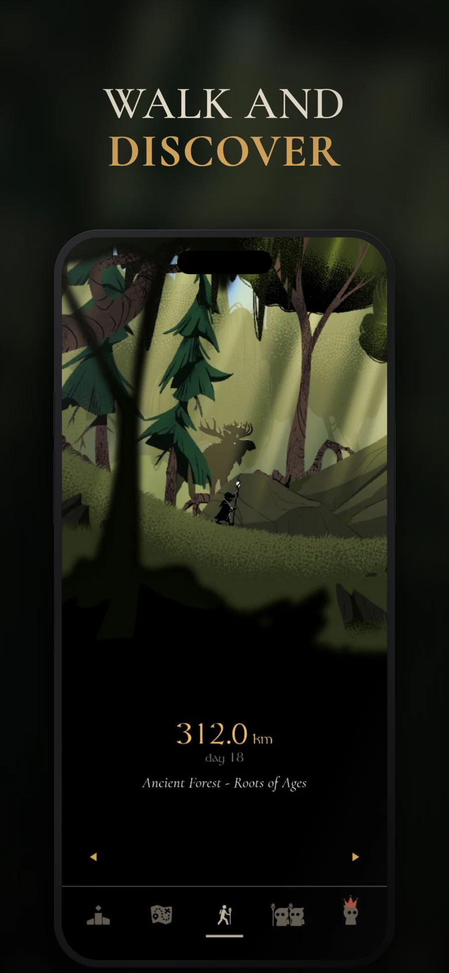 MistyWay App Store preview of a hand-drawn fantasy journey through a forest